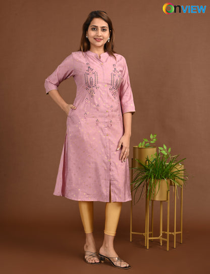 ONVIEW | 1757 | SILK A LINE SIDE OPEN WITH EMBROIDERY