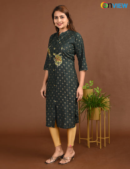 ONVIEW | 1759 | SILK A LINE SIDE OPEN WITH EMBROIDERY