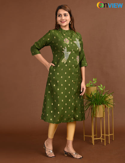 ONVIEW | 1760 | SILK A LINE SIDE OPEN WITH EMBROIDERY