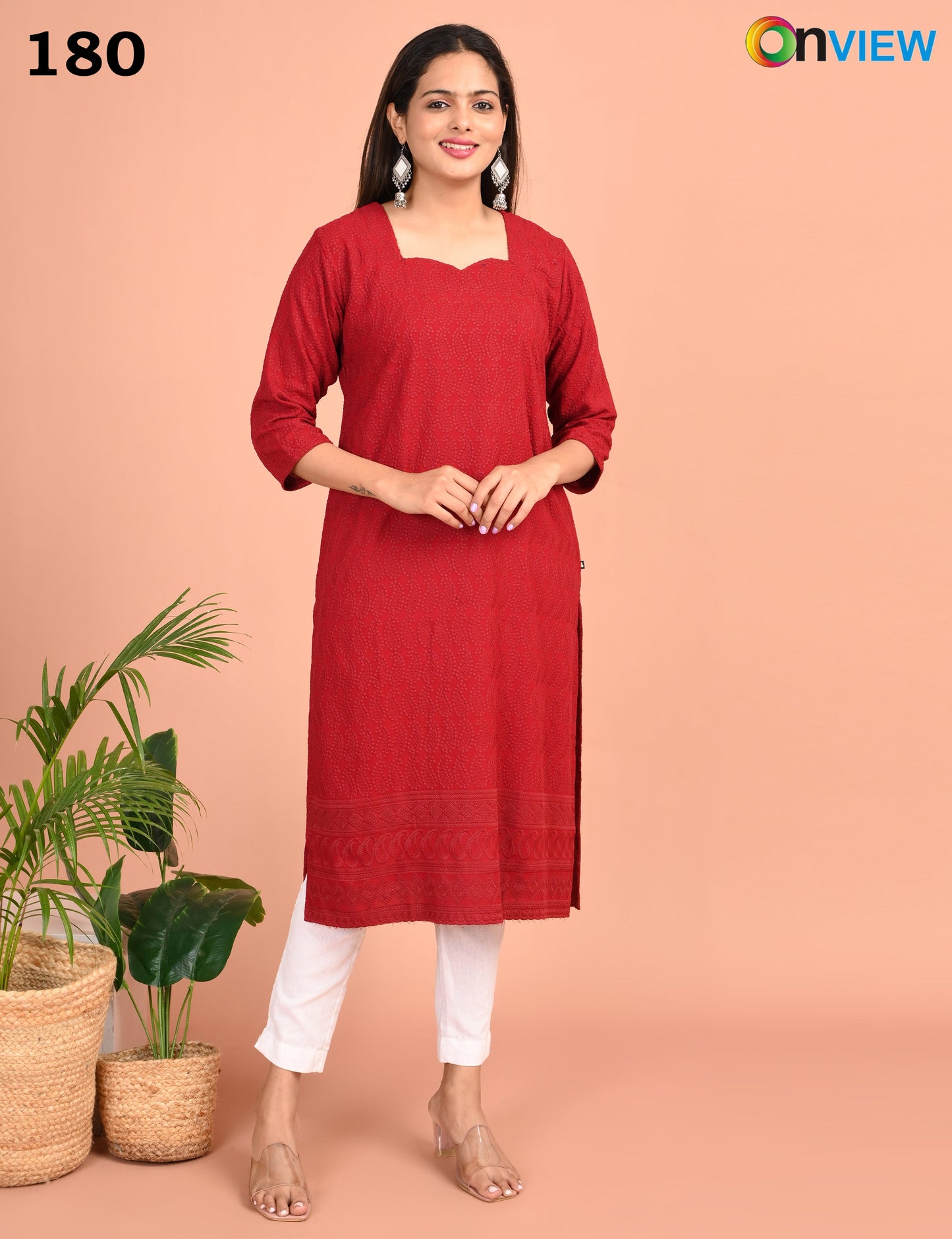 ONEVIEW | 180 | CHIKANKARI DESIGN NECK