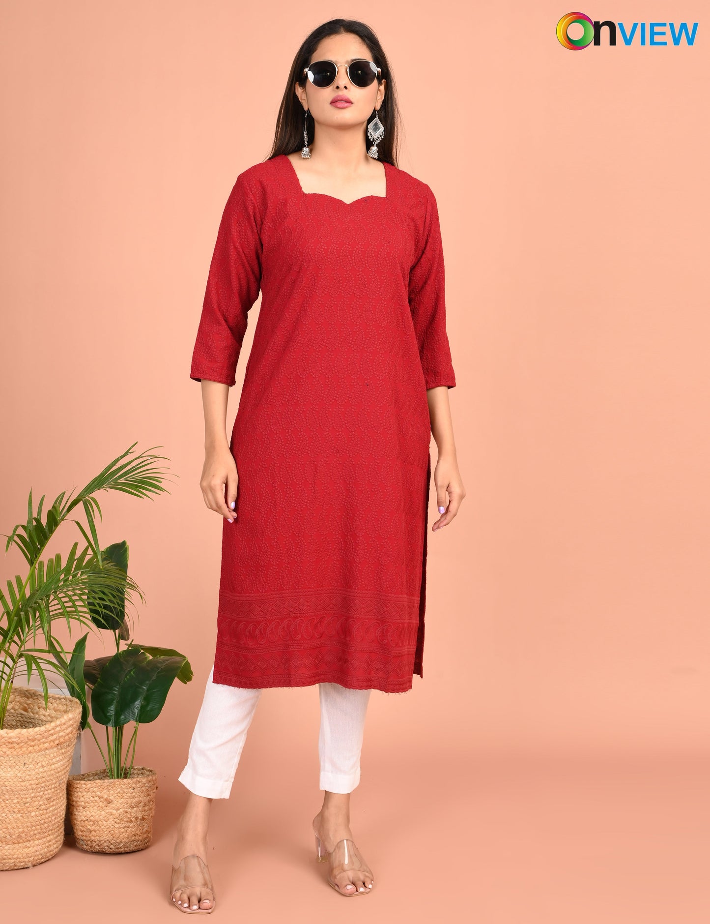 ONEVIEW | 180 | CHIKANKARI DESIGN NECK