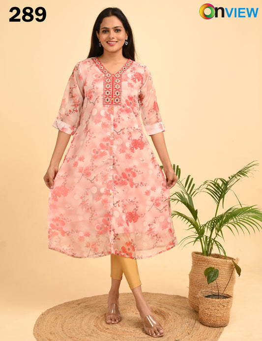 ONVIEW | 289 | A LINE ORGANZA EMBROIDARY UMBRELLA  WITH LINING