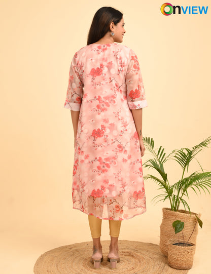 ONVIEW | 289 | A LINE ORGANZA EMBROIDARY UMBRELLA  WITH LINING