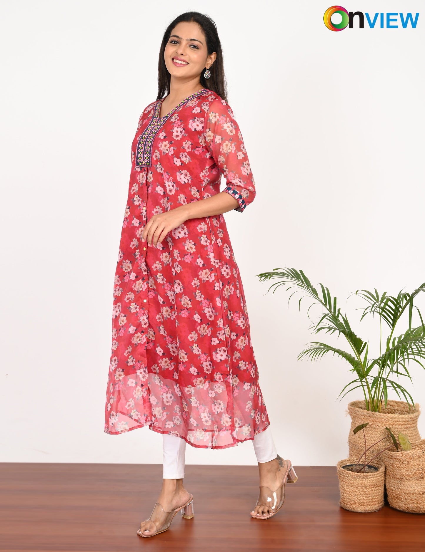 ONVIEW | 290 | A LINE ORGANZA EMBROIDARY UMBRELLA WITH LINING