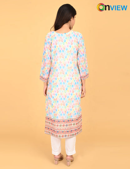 ONVIEW | 526 | COTTON CHIKANKARI WORK WITH DIGITAL PRINT