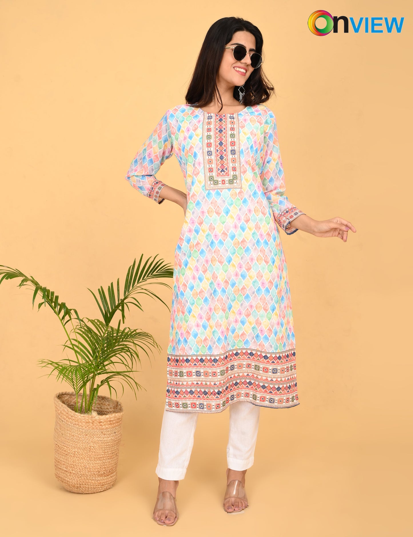 ONVIEW | 526 | COTTON CHIKANKARI WORK WITH DIGITAL PRINT