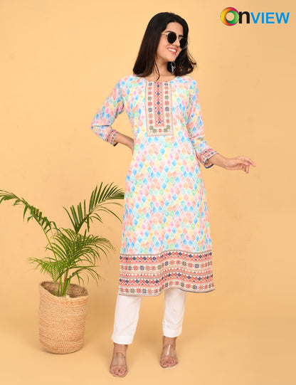 ONVIEW | 526 | COTTON CHIKANKARI WORK WITH DIGITAL PRINT