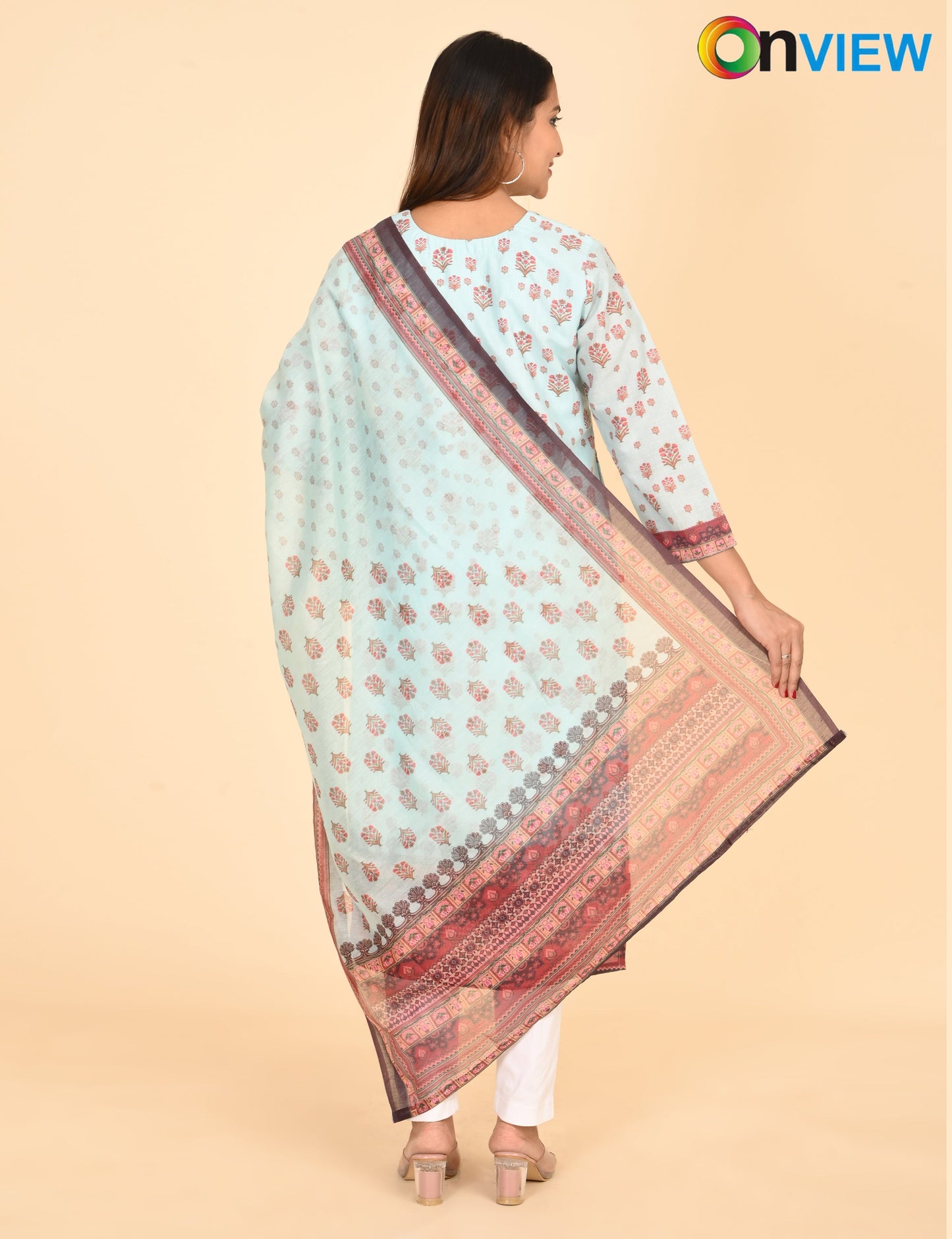 ONVIEW | 1331 | COTTON CHIKANKARI WORK WITH BORDER WITH DUPATTA